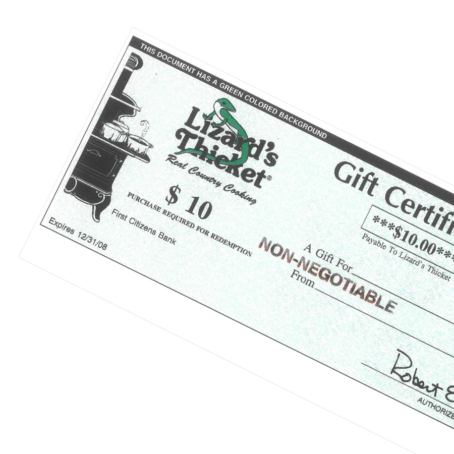 gift certificates